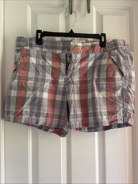Old Navy Plaid Cotton Bermuda Shorts in Gray, Purple and Pink